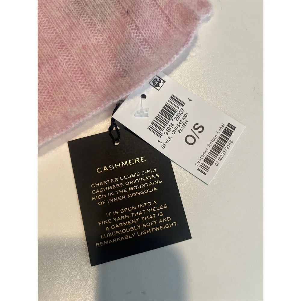 Charter Club Ribbed Cashmere Muffler Scarf Blush New with Tags